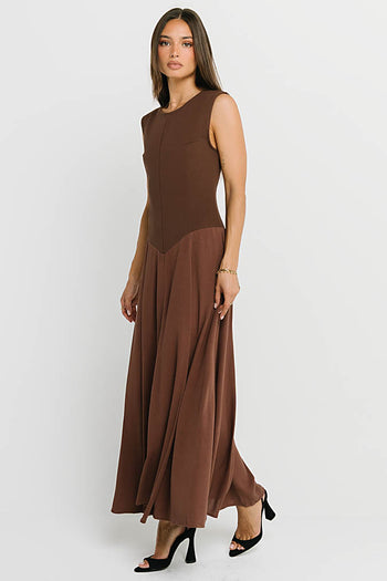 Charles Maxi Dress in Red-Brown