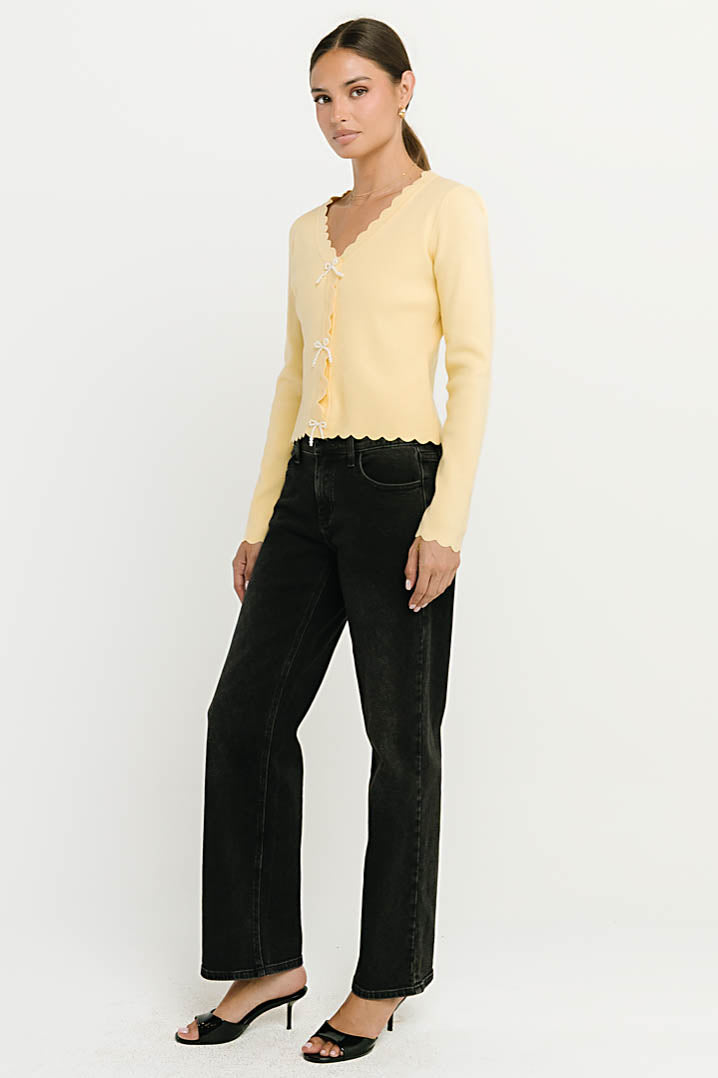 Suzy Scalloped Sweater in Yellow