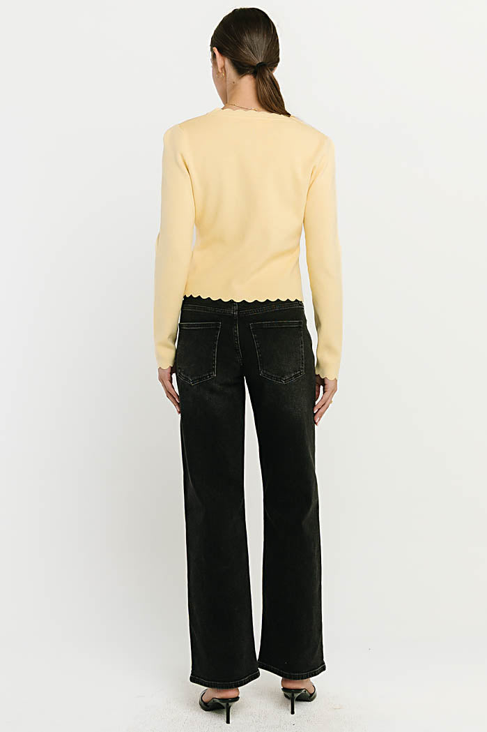 Suzy Scalloped Sweater in Yellow