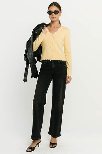 Suzy Scalloped Sweater in Yellow