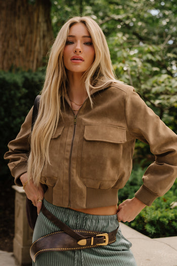 Wrenley Suede Bomber Jacket