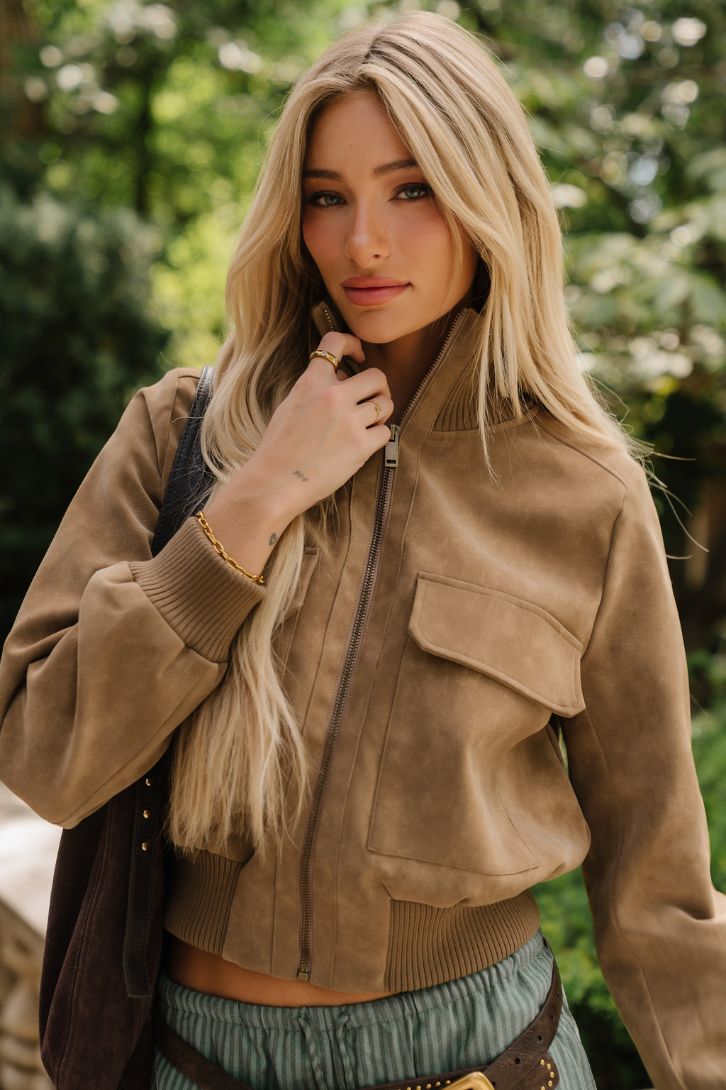 Wrenley Suede Bomber Jacket
