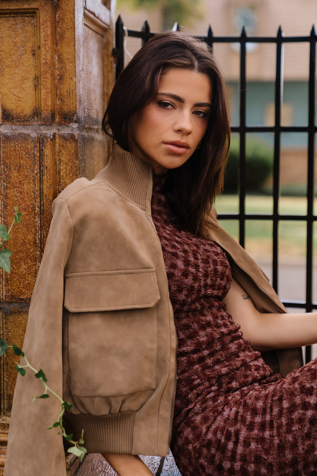 Wrenley Suede Bomber Jacket