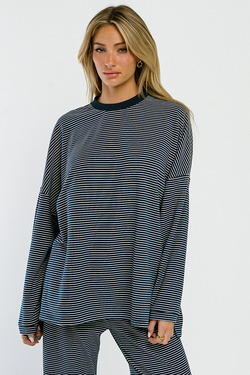 Shelby Striped Top in Navy