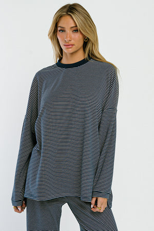 Shelby Striped Top in Navy