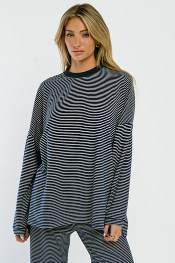 Shelby Striped Top in Navy