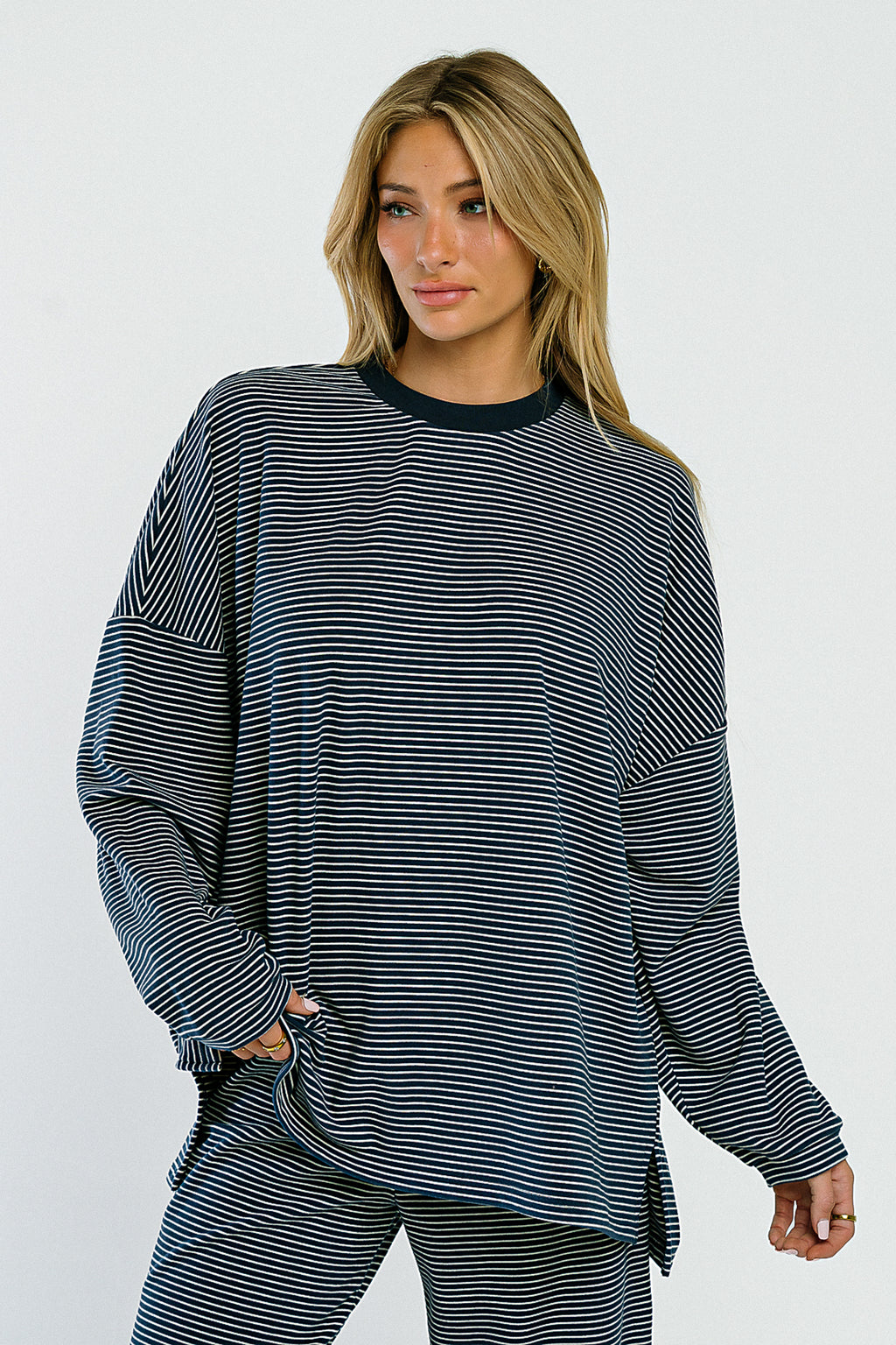 Shelby Striped Top in Navy