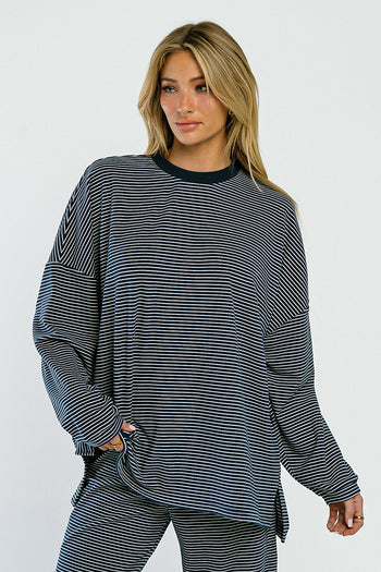 Shelby Striped Top in Navy