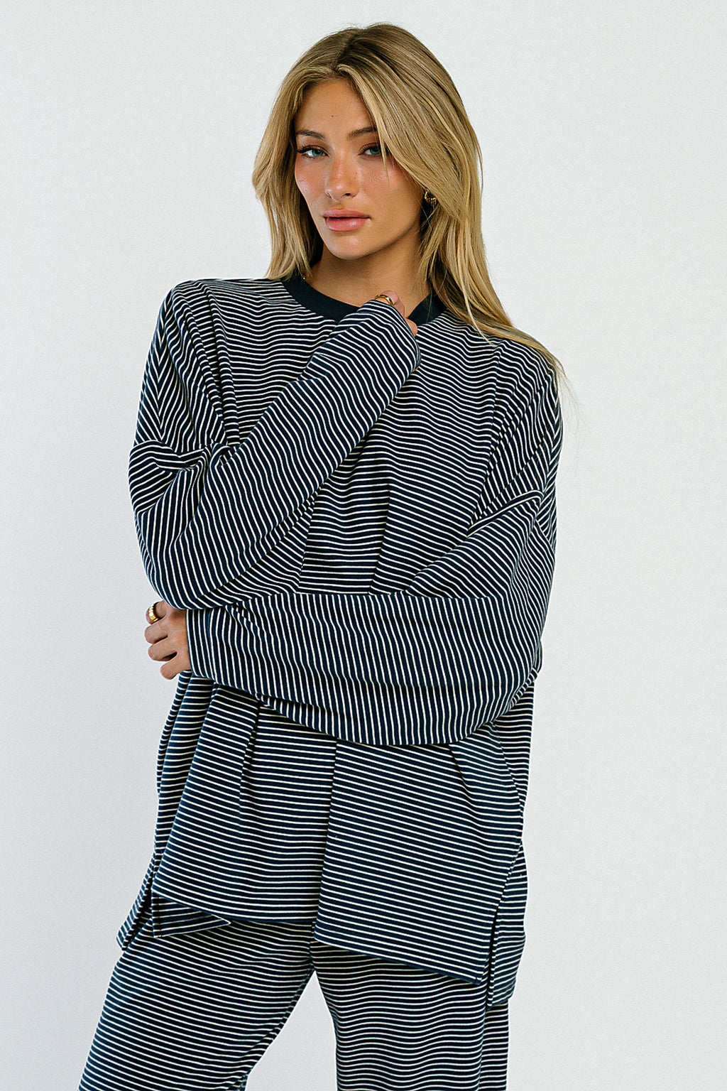 Shelby Striped Top in Navy