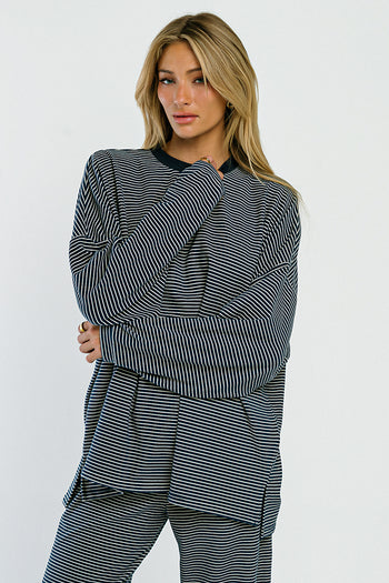Shelby Striped Top in Navy