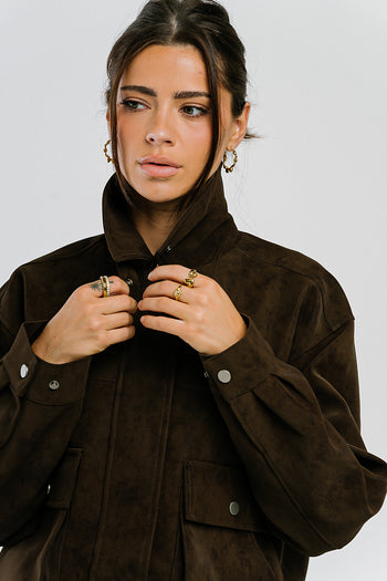 Lovelyn Collared Suede Jacket