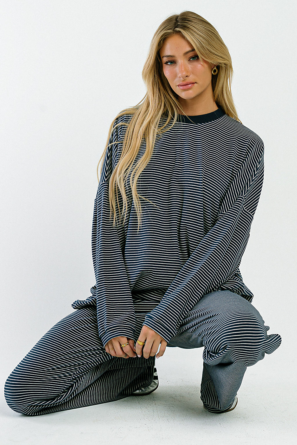 Shelby Striped Top in Navy
