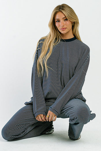 Shelby Striped Top in Navy