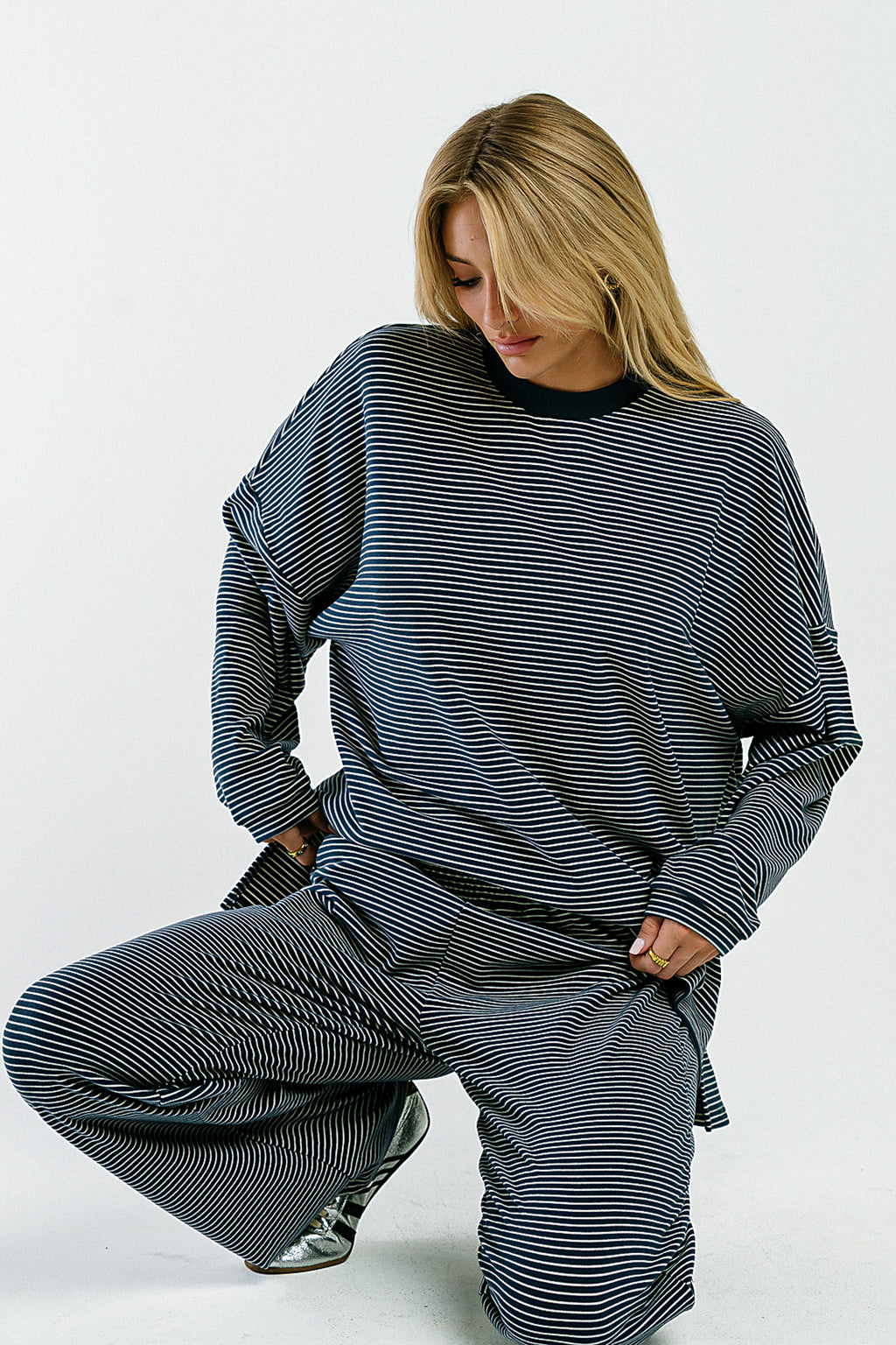 Shelby Striped Pants in Navy