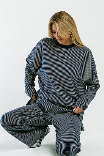 Shelby Striped Pants in Navy