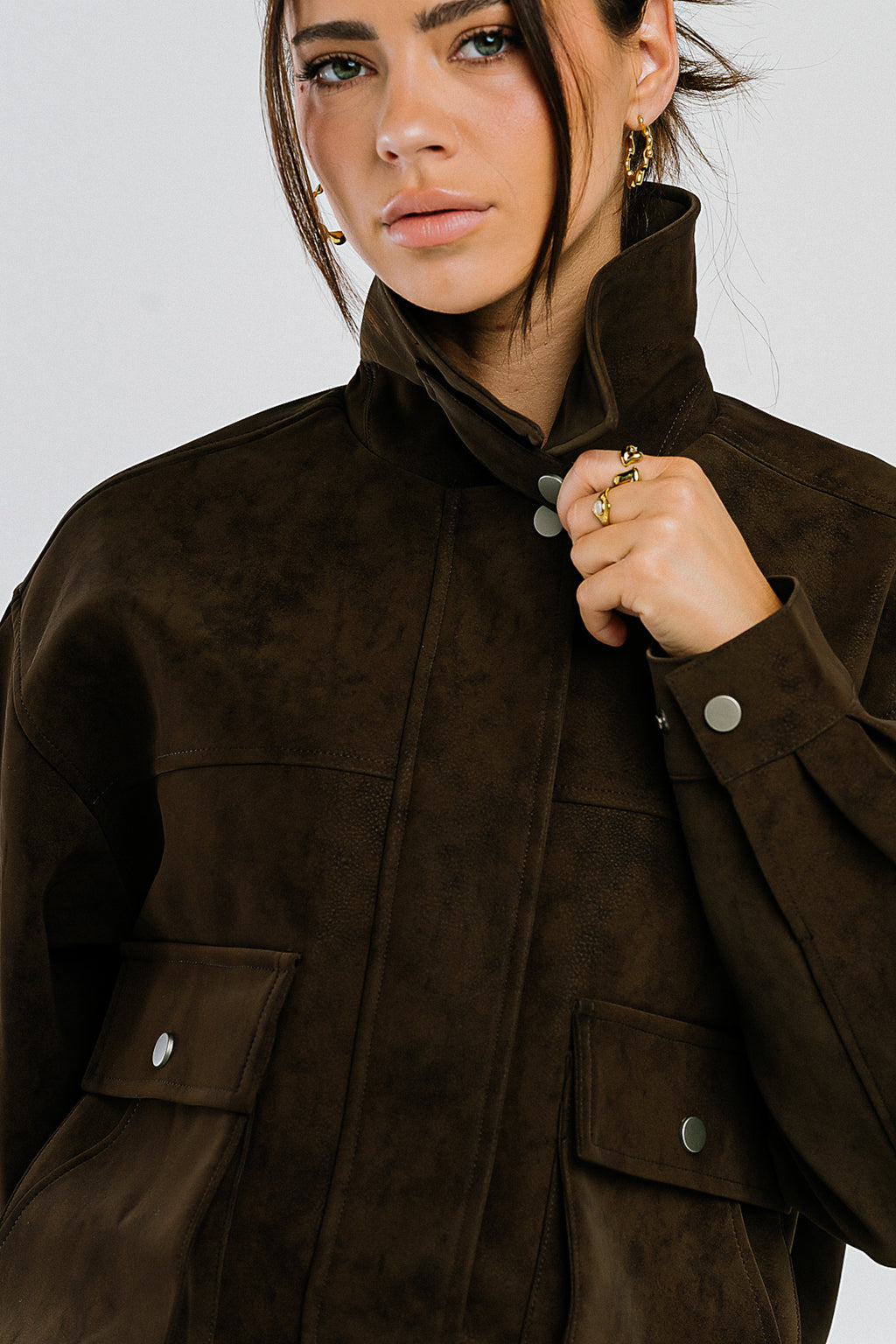 Lovelyn Collared Suede Jacket