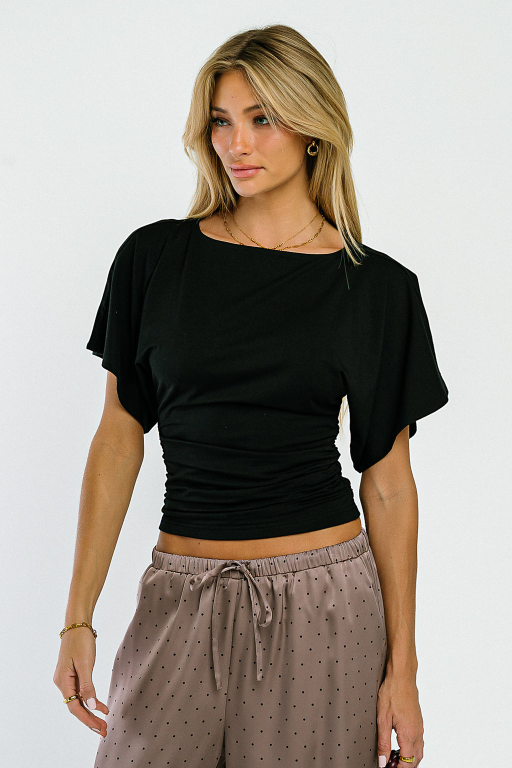 Jaida Ruched Top in Black
