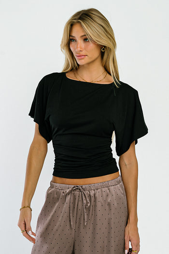 Jaida Ruched Top in Black