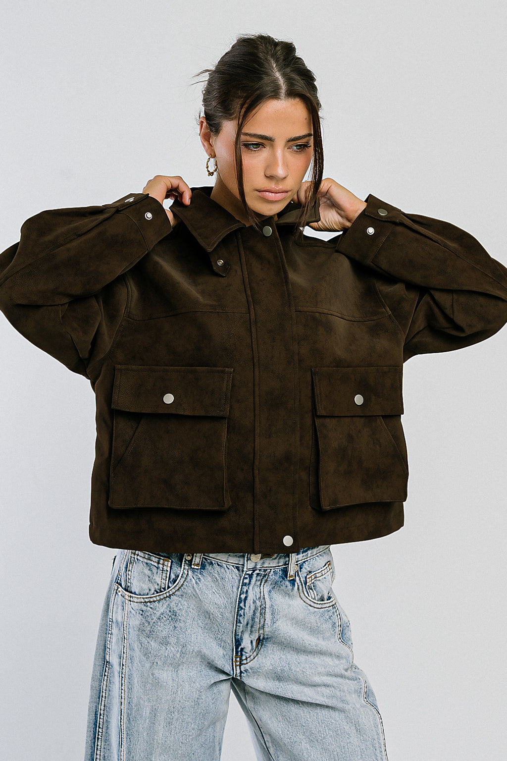 Lovelyn Collared Suede Jacket