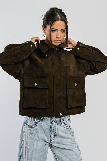 Lovelyn Collared Suede Jacket