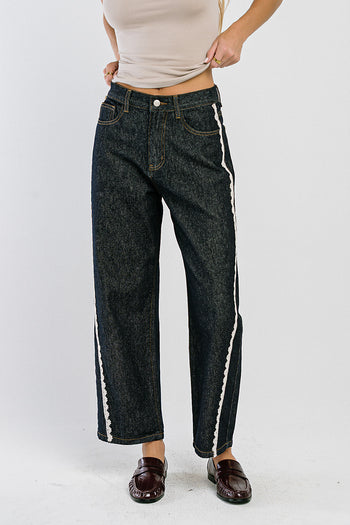 Lucca Crochet Trim Barrel Jeans