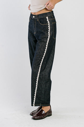 Lucca Crochet Trim Barrel Jeans