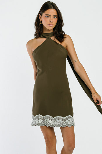 Delaney Mini Slip Dress in Mocha