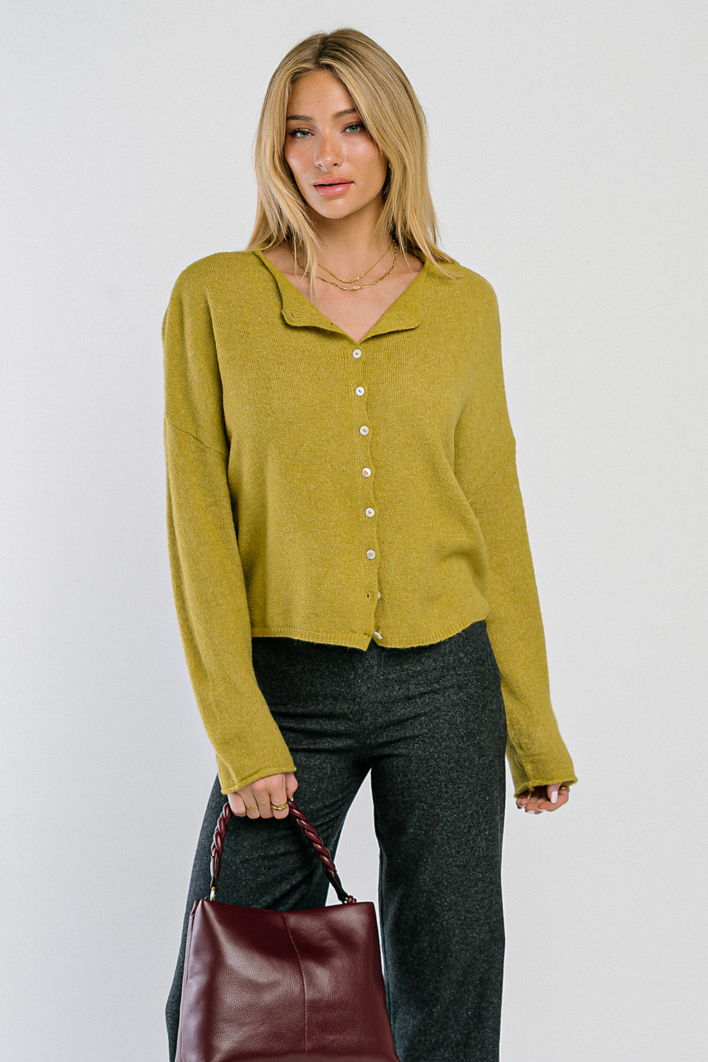 Maci Cardigan in Moss