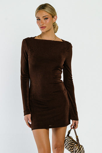 Emery Mini Dress in Brown