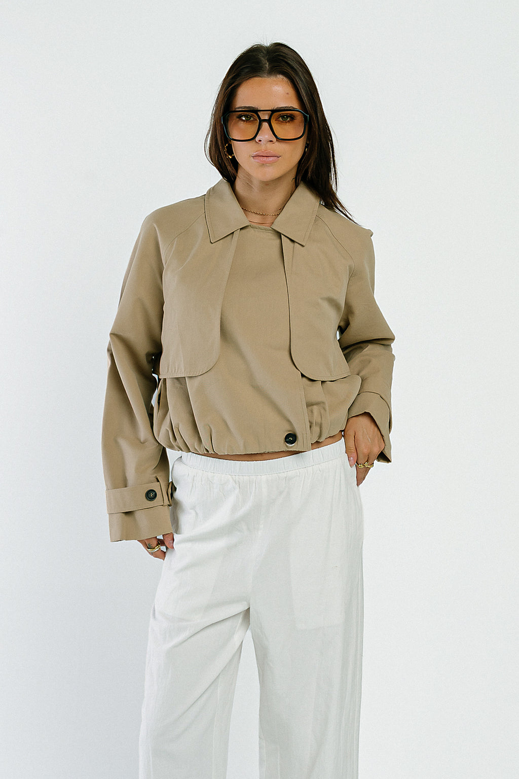 Elena Cropped Bubble Trench Jacket