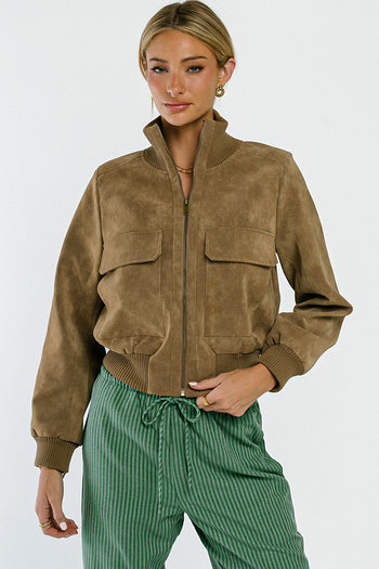 PREORDER - Wrenley Suede Bomber Jacket