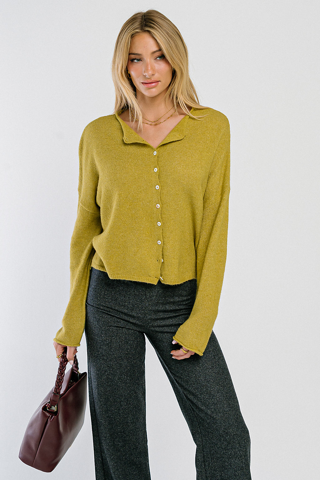 Maci Cardigan in Moss