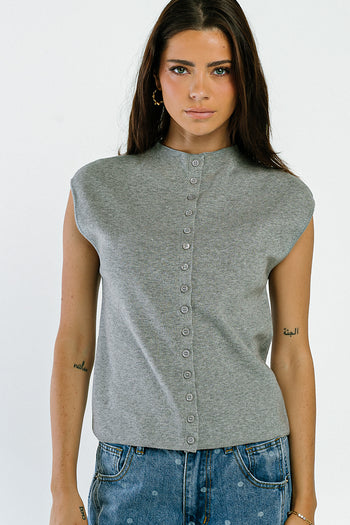 Cambria Sleeveless Cardigan in Heather Grey