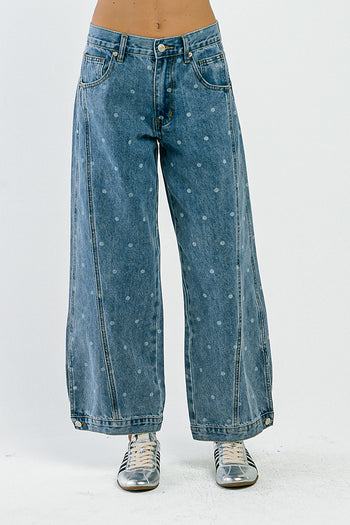 Kadie High Rise Polka Dot Baggy Jeans