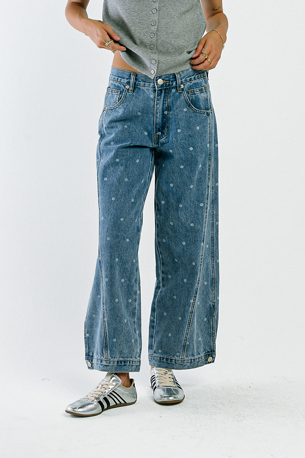 Kadie High Rise Polka Dot Baggy Jeans