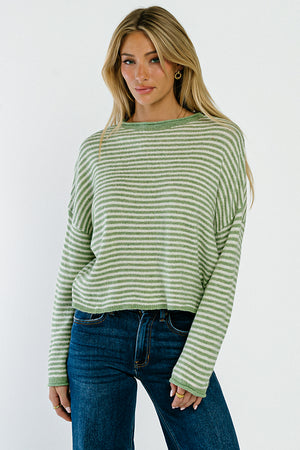 Marcie Striped Sweater in Green