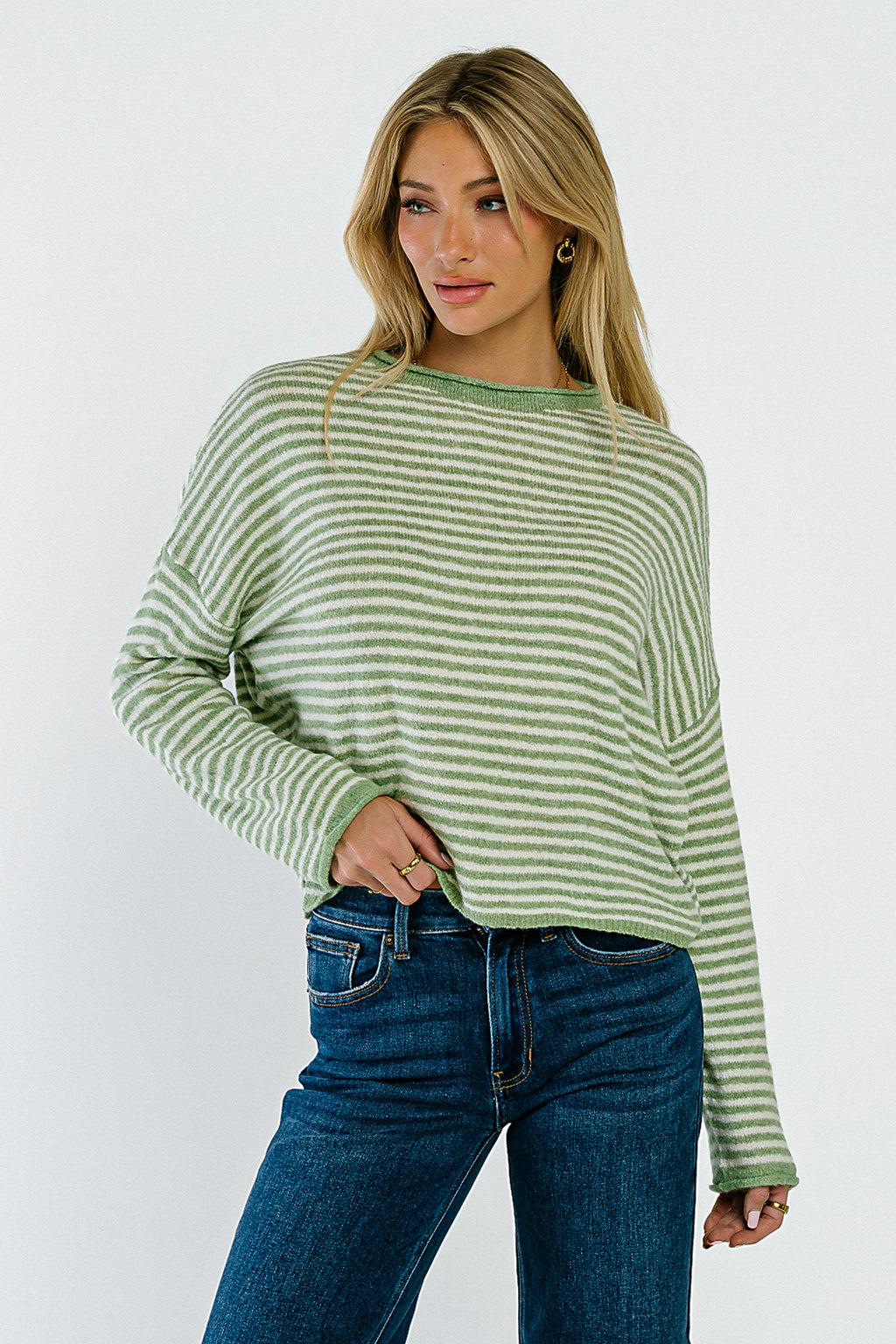 Marcie Striped Sweater in Green