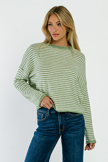 Marcie Striped Sweater in Green