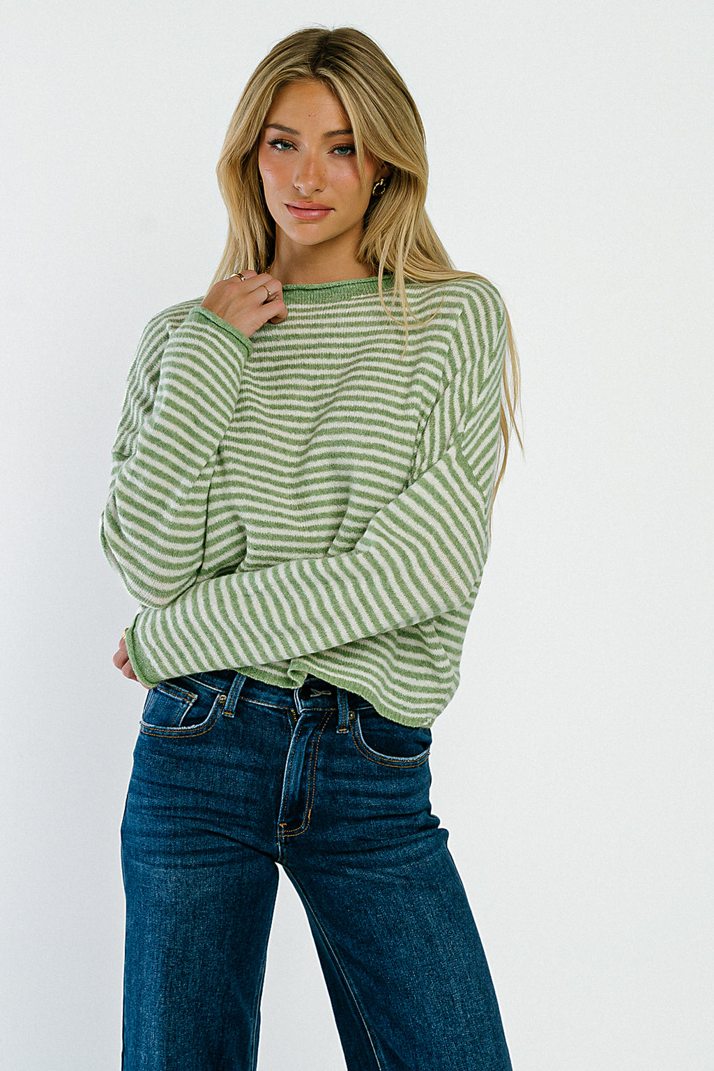 Marcie Striped Sweater in Green