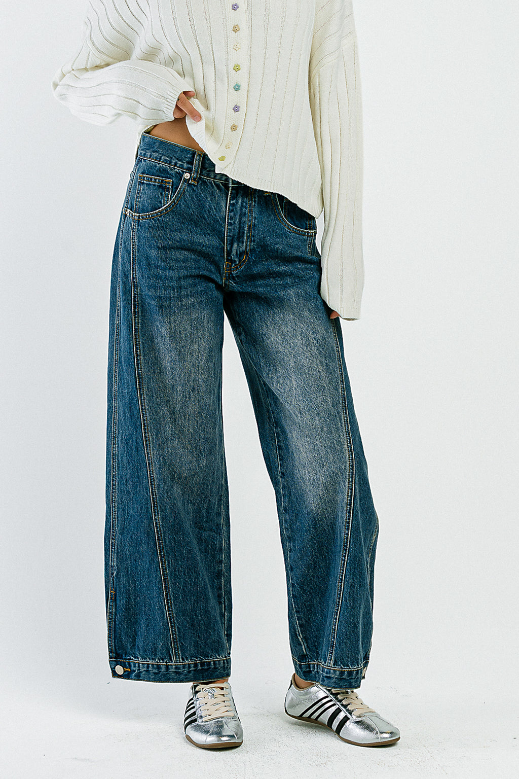 Kadie High Rise Baggy Jeans in Dark Wash