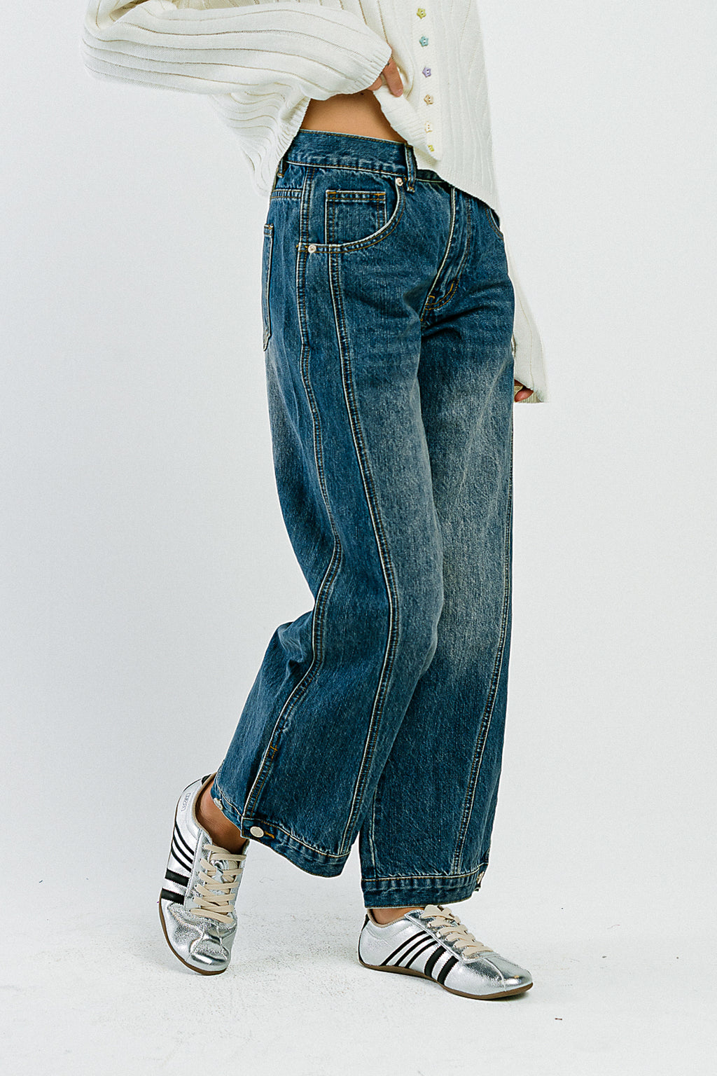 Kadie High Rise Baggy Jeans in Dark Wash