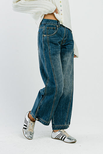 Kadie High Rise Baggy Jeans in Dark Wash