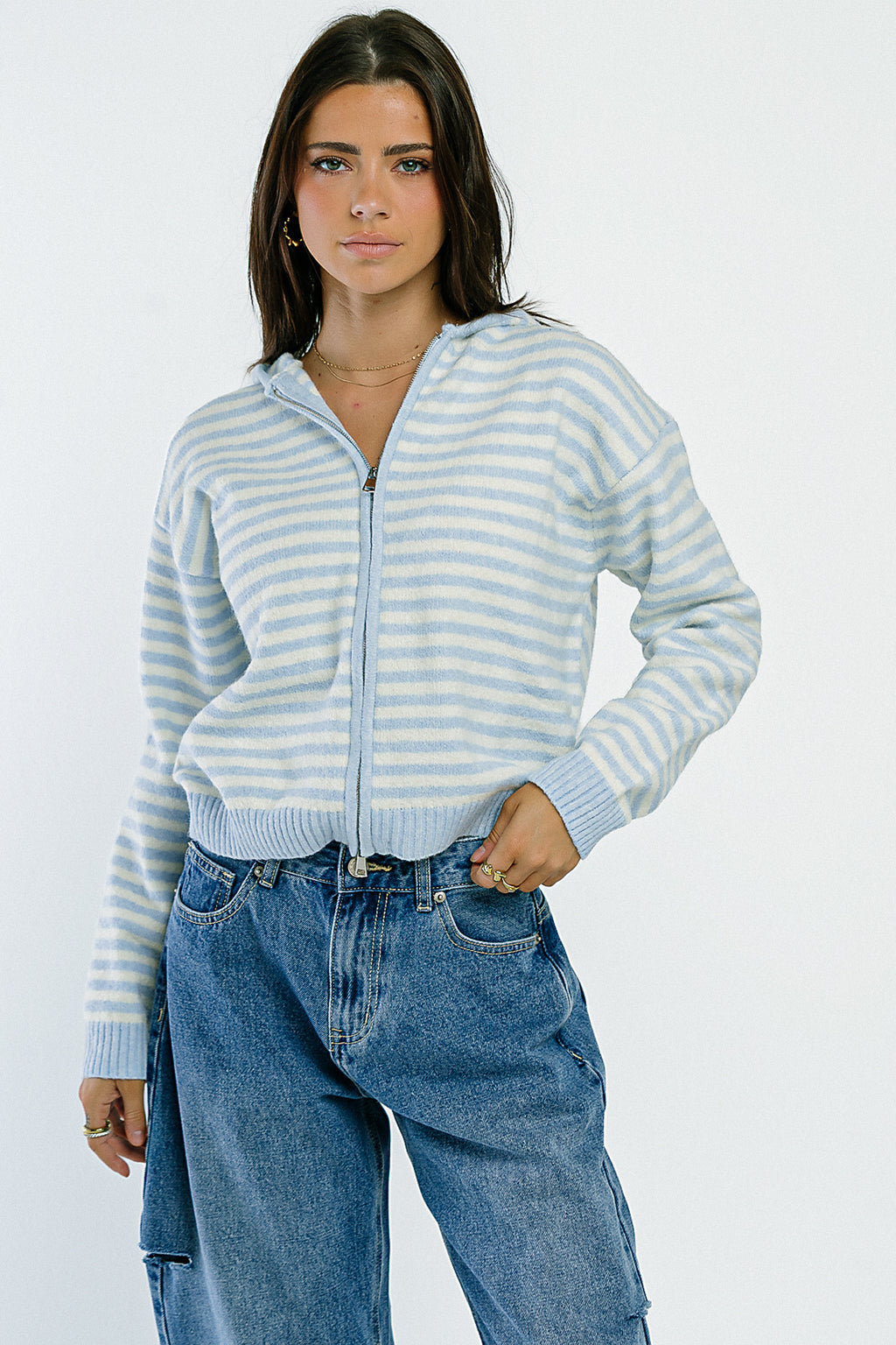 Davis Knit Jacket in Light Blue