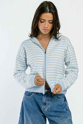 Davis Knit Jacket in Light Blue