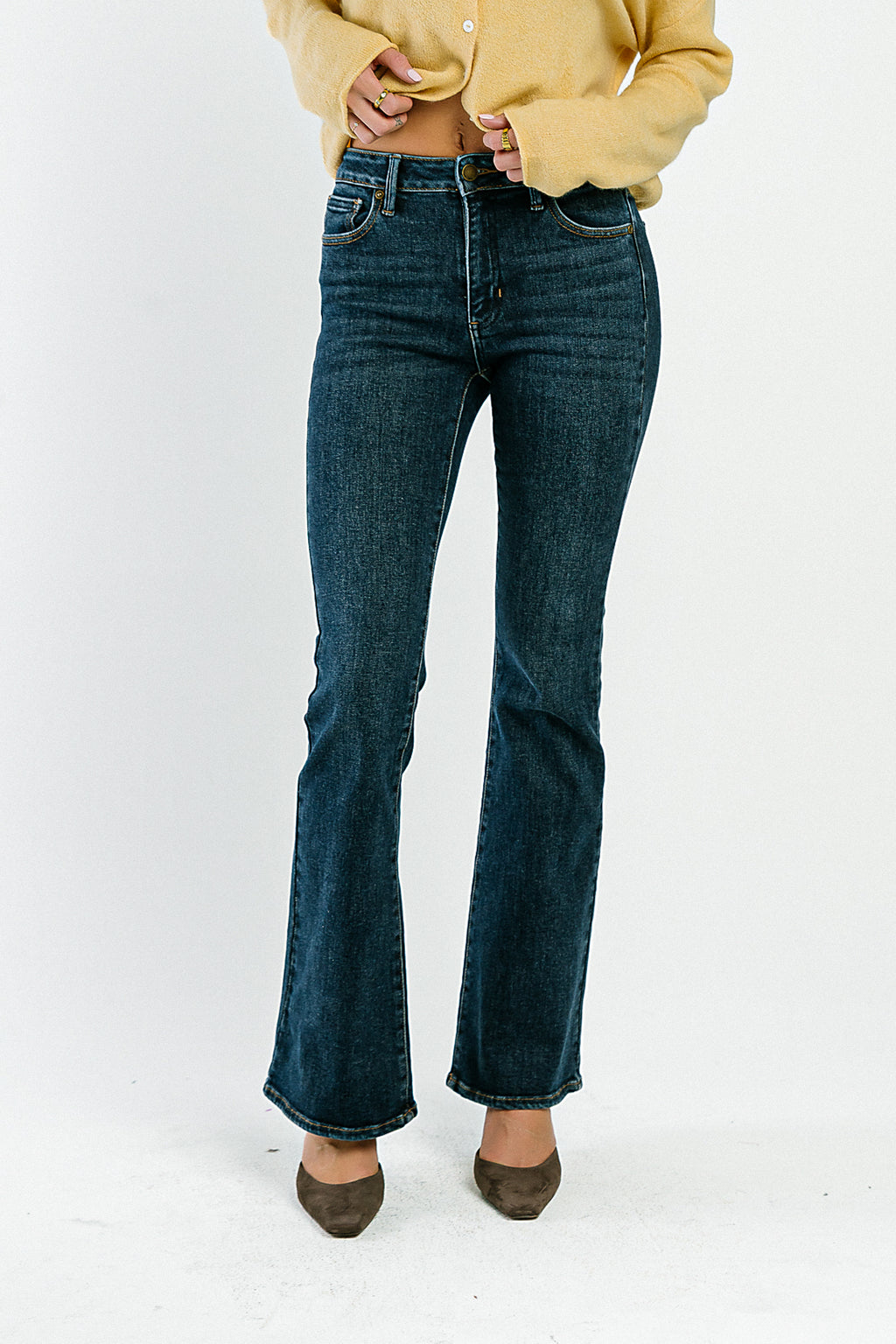 Melanie Mid Rise Flare Leg Jeans