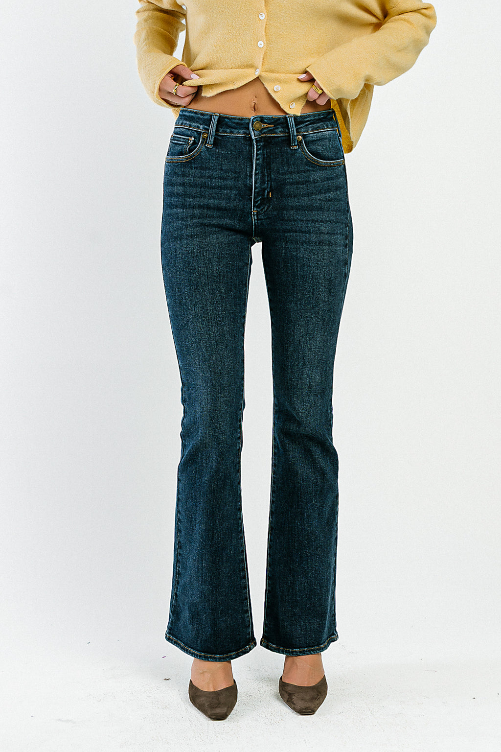 Melanie Mid Rise Flare Leg Jeans