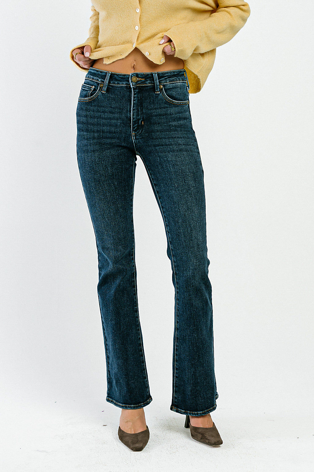 Melanie Mid Rise Flare Leg Jeans