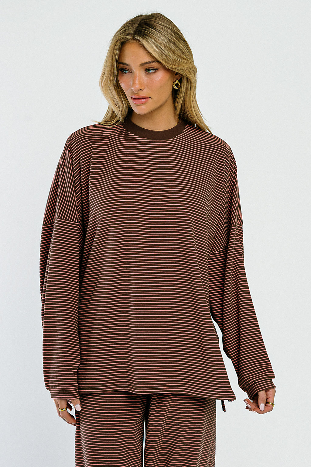 Shelby Striped Top in Brown