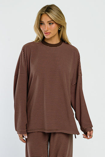 Shelby Striped Top in Brown