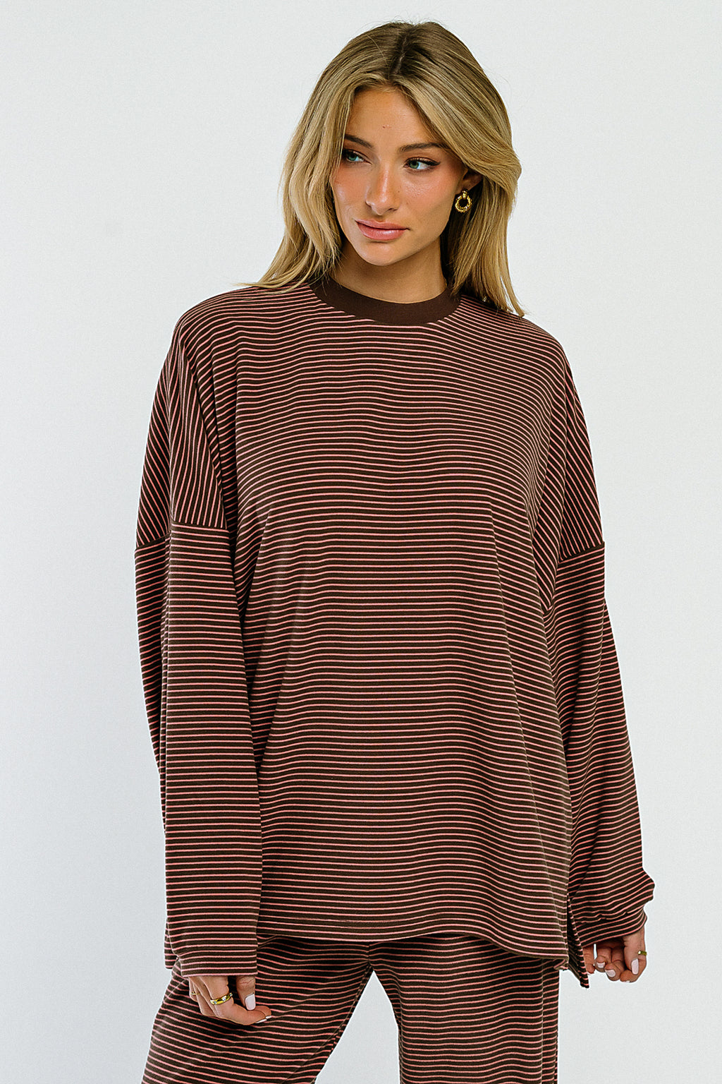 Shelby Striped Top in Brown